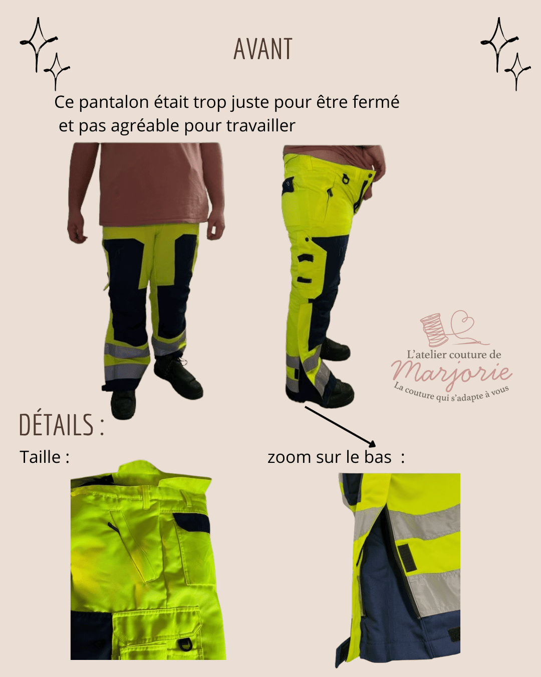 retouche pantalon micky 3 trop juste a fermer à la taille - atelier couture de marjorie