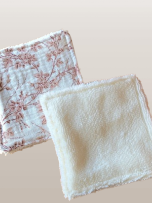 Lingette démaquillante lavable en tissu et micro-éponge bambo - dimension 10 x 10 cm